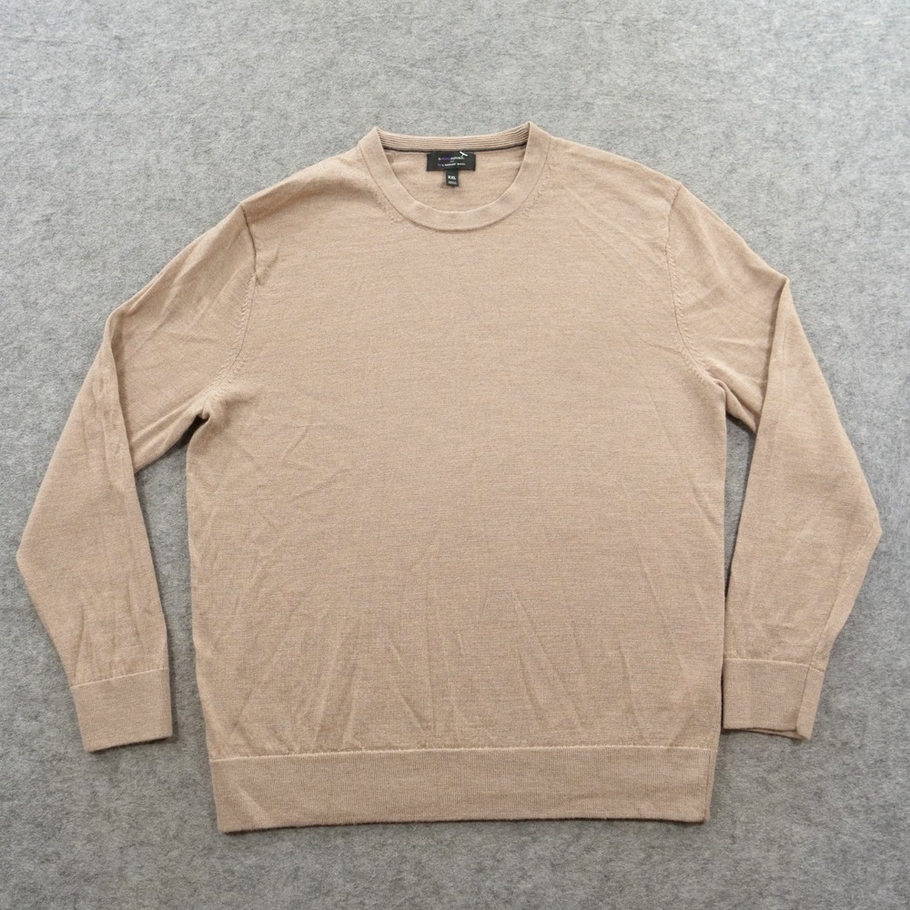 Banana Republic Sweater Mens 2XL XXL Beig eV Neck Lightweight Merino Wool Knit
